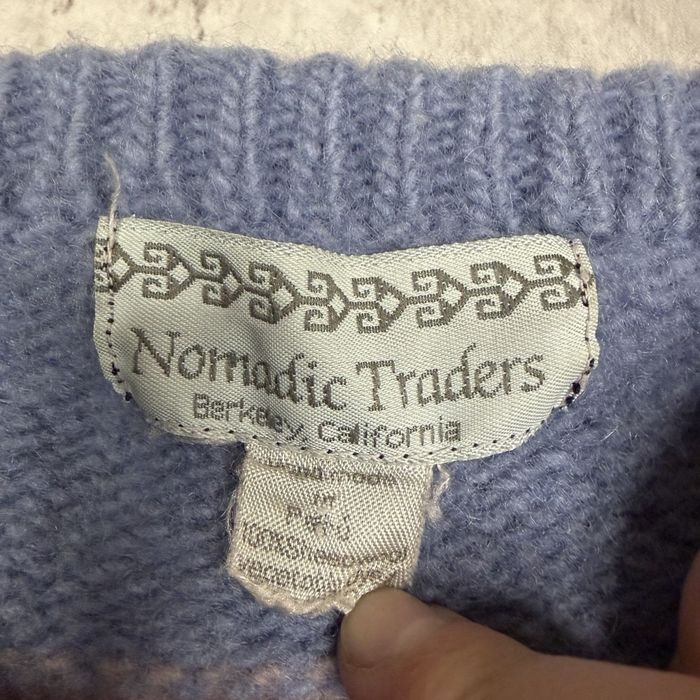 Nomadic Traders Sweater Womens S Pastel Striped Hand Knit 100% Wool VTG Peru - Picture 3 of 6